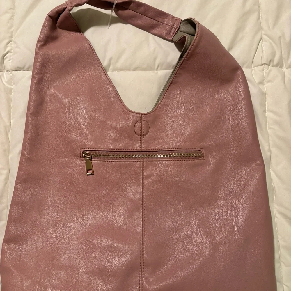 Chic Mauve faux Leather Hobo Bag - Picture 1 of 7